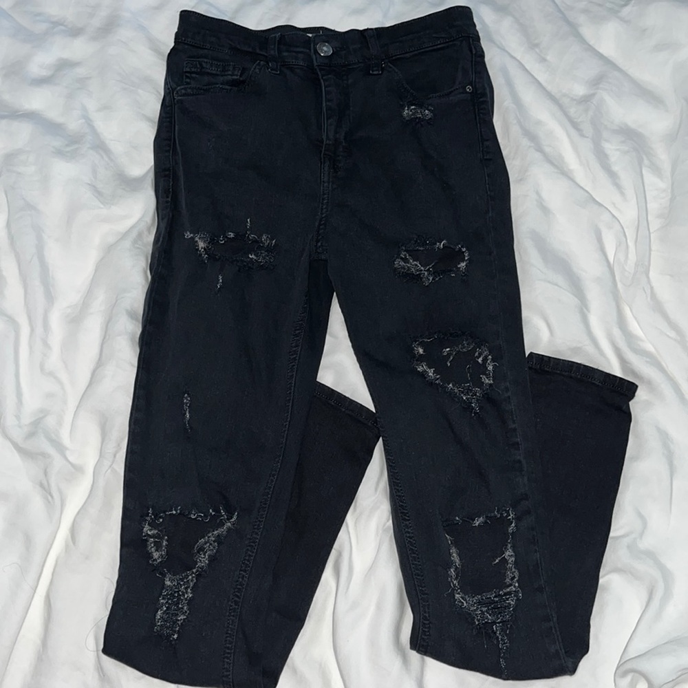 Topshop Ripped High Waist Ankle Skinny Jeans